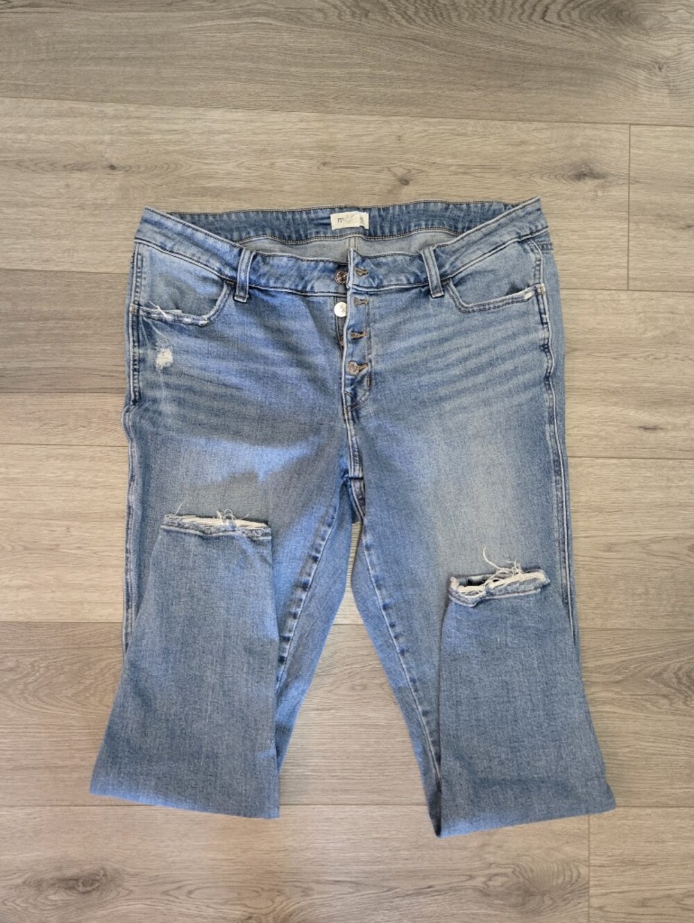 m jeans Light Blue Skinny Jeans with Button-Fly